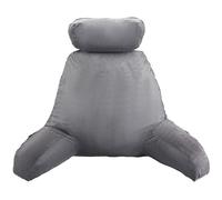 VEVOR Coussin de lecture avec appui-tête amovible, grand oreiller de lecture en mousse à mémoire de forme, avec 3 poches et tissu en velours court lavable, côtés avec poignée, pour lire et jouer, gris
