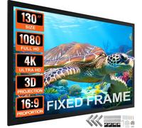 VEVOR Grand Écran de Projection HD 130 ", Toile de Projecteur 16:9, Écran de Projecteur 3D Cadre en Alliage d'Aluminium, Grande Zone d'Affichage pour Vidéo Projecteurs à l'Extérieur et à La Maison