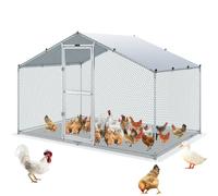 VEVOR Enclos Poulailler Extérieur Métal 200x300x200 cm Grand Enclos à Poules Bâche Imperméable Toit en Pointe Enclos Parc Grillagé Double Porte pour Oies, Canards, Lapins, Animaux de Compagnie, Argent