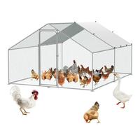 VEVOR Grand poulailler en métal avec enclos, 3x3,93x1,99 m, enclos de poules avec couverture poulailler à toit en pointe verrou de sécurité pour extérieur, arrière-cour, ferme, canard, lapin, volaille