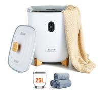 VEVOR Grand seau chauffe-serviettes 25L avec écran LED et intelligent avec minuterie réglable, adapté aux salles de bains, peignoirs, couvertures et pyjamas, arrêt automatique, blanc