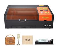 VEVOR Graveur Laser CO2 45 W Machine à Graver Laser CO2 de Bureau 300x200 mm, Découpeuse et Graveuse Compatible avec LightBurn pour Bois Acrylique Verre Cuir, avec Rouleau Rotatif et Assistance d'Air