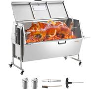 VEVOR Gril à agneau Gril à cochon de lait Gril à brochettes 130 kg BBQ Gril à brochettes (60 W) pour porc agneau chèvre, gril à brochettes rotatif commercial avec roues verrouillables, pour grillades