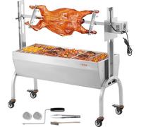VEVOR Gril d'agneau, gril de cochon de lait, gril de rôti à la broche, 90 kg gril à brochettes BBQ charbon de bois roulant pour porc, agneau, chèvre, électrique 52 W, grille à brochettes tournante en