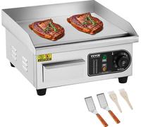 VEVOR Gril électrique commercial, 2000 W, plaque de cuisson plate pour le plan de travail, température réglable de 50 à 300 °C, 36 x 30 x 1 cm, plaque de cuisson en acier inoxydable