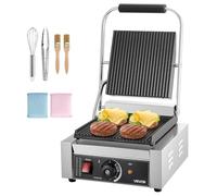 VEVOR Gril Panini Électrique 1800 W, Presse à Panini avec Plaque Émaillée Plate de 22x23 cm, Appareil à Sandwich en Inox, avec Poignée et Contrôle de la Température, pour Hamburger, Steak, Cuisine