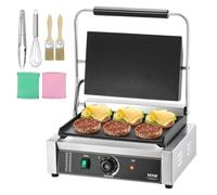 VEVOR Gril Panini Électrique 2200 W, Machine à Panini avec Plaque Émaillée Plate de 34,2x23,5 cm, Appareil à Sandwich en Inox, avec Poignée et Contrôle de la Température, pour Hamburger, Steak