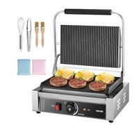 VEVOR Gril Panini Électrique 2200 W, Machine à Panini avec Plaque Émaillée Plate de 34x23 cm, Appareil à Sandwich en Inox, avec Poignée et Contrôle de la Température, pour Hamburger, Steak, Cuisine