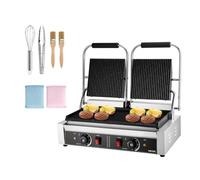 VEVOR Gril Panini Électrique 3600 W, Double Presse à Panini avec Plaque Émaillée Rainurée de 48,5x23 cm, Appareil à Sandwich en Inox, Contrôle de la Température, pour Hamburger, Steak, Cuisine