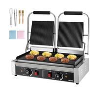 VEVOR Gril Panini Électrique de 3600 W, Double Presse à Panini avec Plaque de Cuisson Émaillée de 48,5x23 cm, Appareil à Sandwich en Inox, Contrôle de la Température, pour Hamburger, Steak, Cuisine