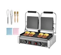 VEVOR Gril Panini Électrique de 3600 W, Double Presse à Panini avec Plaque Émaillée Plate de 48,5x23 cm, Appareil à Sandwich en Inox, Contrôle de la Température, pour Hamburger, Steak, Cuisine