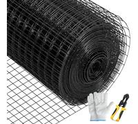VEVOR Grillage métallique 122x1524 cm treillis en acier galvanisé enduit de vinyle calibre 16 maille avec pince coupante et paire de gants tissu pour clôtures de jardin, enclos d'animaux de compagnie