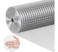 VEVOR Grillage métallique, 610 mm x 7,62 m, fil pour volière, 19 Gauge, rouleau de grillage galvanisé à chaud, clôture grillagée, grillage pour cages à lapins, jardin, petits rongeurs