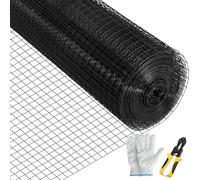 VEVOR Grillage métallique 61x1524 cm treillis en acier galvanisé enduit de vinyle calibre 16 maille avec pince coupante et paire de gants tissu pour clôtures de jardin, enclos d'animaux de compagnie