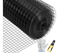 VEVOR Grillage métallique 91x1524 cm treillis en acier galvanisé enduit de vinyle calibre 16 maille avec pince coupante et paire de gants tissu pour clôtures de jardin, enclos d'animaux de compagnie
