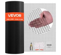 VEVOR Grillage Métallique Noir Maille 1,27 cm Rouleau Grillage à Poule Clôture Soudé Fil en Fer Galvanisé Revêtement Vinyle PVC 61 cm x 15,2 m Calibre 19 pour Jardin Enclos Poulaillers Cage Animaux