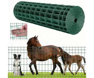 VEVOR Grillage Métallique Vert Maille 5 x 10 cm Rouleau Grillage Clôture à Mouton Soudé 1 x 25 m Fil en Fer Galvanisé Revêtement Vinyle PVC Diamètre Fil 2,1 mm pour Jardin Enclos Cage Animaux Ranchs