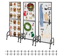 VEVOR Grille d’Exposition sur Pied Présentoir Grillagé 3PCs 60x164 cm avec Roues