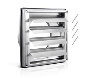 VEVOR Grille d'Aération Murale, 145 mm, Grille de Ventilation à Persiennes en Acier Inoxydable, avec Joint en Caoutchouc, pour Murs, Salle de Bain, Garage, Cuisine, Sous-sol, Climatisation, Argenté