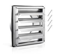 VEVOR Grille d'Aération Murale, 97 mm, Grille de Ventilation à Persiennes Acier Inox, avec Joint Caoutchouc, pour Murs, Salle de Bain, Garage, Cuisine, Sous-sol, Sèche-linge, Climatisation, Argenté