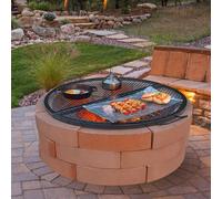 VEVOR Grille de Cuisson 91 cm de Diamètre Grille de Barbecue Ronde Pliable et Portable en Acier Capacité de Charge 20 kg Matériel Ustensile pour Foyer Braséro BBQ Grillade Pique-Nique Camping Jardin