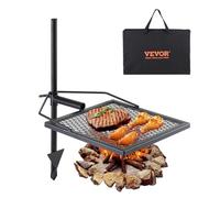 VEVOR Grille de Feu de Camp Pivotante avec Poteau 71 cm Gril de Camping 1 Filet en Diamant 40,5x40,5 cm Grille de Cuisson en Acier Hauteur Réglable pour Poêle Casserole Foyer Barbecue en Plein Air