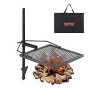 VEVOR Grille de Feu de Camp Pivotante avec Poteau 71 cm Grille de Camping 1 Filet en Diamant 40,5x40,5 cm Grille de Cuisson en Acier Hauteur Réglable