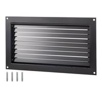 VEVOR Grille de Ventilation Grille Sortie Extérieure 40x20 cm, Évent d'Inondation à Persiennes Détachable Amovible, Grille d'Aération Carrée Murale Antirouille Noire pour Réduire Risque d'Inondation