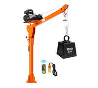 VEVOR Grue de Levage Électrique pour Pick-up et Camionnette 499 kg, Grue de Chargement avec Palan Électrique PA800, pour Machines et Bois, Flèche Télescopique Pivotante 360°, Acier Galvanisé, Pliable