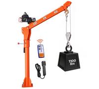 VEVOR Grue de Levage Électrique pour Pick-up et Camionnette 499 kg, Grue de Chargement avec Treuil Électrique 12 V, pour Machines et Bois, Flèche Télescopique Rotative à 360°, Acier Galvanisé, Pliable