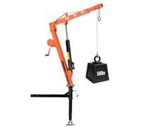 VEVOR Grue de Levage pour Pick-up 227 kg, Montée sur Attelage, Grue Manuelle avec Treuil Manuel et Cric Hydraulique, pour Machines, Bois et Équipements, Flèche Télescopique Pivotante 360°, Pliable