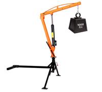 VEVOR Grue de Levage pour Pick-up et Camionnette 453,6 kg, Montée sur Attelage, Grue Manuelle avec Cric Hydraulique 8 t, pour Machines, Équipements et Bois, Flèche Télescopique Pivotante 360°, Pliable