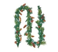 VEVOR Guirlande de Noël, 2,7 m, Guirlande de Pin Artificiel Lumineuse, Décoration de Noël Verte, avec Baies Rouges, Pommes de Pin, pour Manteau de Cheminées, Cheminées, à Suspendre, à Poser, Couronnes