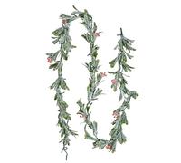 VEVOR Guirlande de Noël, 2 m, Guirlande de Feuilles d'Olivier Artificiel Lumineuse, Décoration de Noël Verte, avec Baies Rouges, pour Manteau de Cheminées, Cheminées, à Suspendre, à Poser, Couronnes
