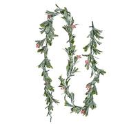 VEVOR Guirlande de Noël, 2 m, Guirlande de Feuilles d'Olivier Artificiel Lumineuse, Décoration de Noël Verte, avec Baies Rouges, pour Manteau de Cheminées, Cheminées, à Suspendre, à Poser, Couronnes