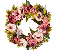 VEVOR Guirlande décorative artificielle, 48,26 cm, rose, décorée de pivoines, d'hortensias et de gypsophile pour la maison, les vacances et les mariages.