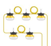 VEVOR Guirlande Lumineuse Chantier 15,24 m 5 Ampoules LED Connectables 5000 K 50 W 5000 lm Étanche IP65 Crochets de Suspension, pour Chantier de Construction, Éclairage Temporaire Intérieur Extérieur