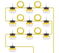 VEVOR Guirlande Lumineuse Chantier 30,5 m 10 Ampoules LED Connectables 5000 K 100 W 10000 lm Étanche IP65 Crochet de Suspension, pour Chantier de Construction, Éclairage Temporaire Intérieur Extérieur