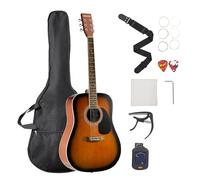 VEVOR Guitare Acoustique Dreadnought 6 Cordes, 103 cm, Table Épicéa Massif, Fond Acajou, Touche Palissandre, avec Housse, Accordeur, Sangle, Médiator, Capodastre, pour Adultes, Couleur Rayon de Soleil