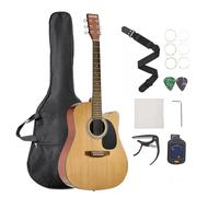 VEVOR Guitare Acoustique Pan Coupé 6 Cordes, 103 cm, Table en Épicéa Massif, Fond en Acajou, Touche Palissandre, avec Housse, Accordeur, Sangle, Médiators, Capodastre, pour Fingerpicking, Solos, Jazz