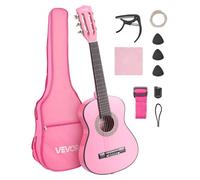 VEVOR Guitare Classique Débutants, 78 cm, avec Cordes en Nylon, Housse de Transport, Sangle, Accordeur, Cordes Supplémentaires, Médiators, Capodastre, en Tilleul, pour Jeunes Enfants Musiciens, Rose