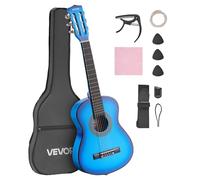 VEVOR Guitare Classique Débutants, 78 cm, avec Cordes en Nylon, Housse de Transport, Sangle, Accordeur, Cordes Supplémentaires, Médiators, Capodastre, en Tilleul, pour Jeunes Enfants Musiciens, Bleu