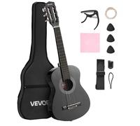 VEVOR Guitare Classique Débutants, 78 cm, avec Cordes en Nylon, Housse de Transport, Sangle, Accordeur, Cordes Supplémentaires, Médiators, Capodastre, en Tilleul, pour Jeunes Enfants Musiciens, Noir