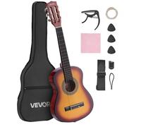 VEVOR Guitare Classique Débutants, 78 cm, Kit avec Cordes en Nylon, Housse de Transport, Sangle, Accordeur, Cordes Supplémentaires, Médiators, Capodastre, en Tilleul, pour Jeunes Enfants et Musiciens