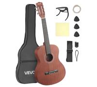 VEVOR Guitare Classique Débutants, 90 cm, avec Cordes Nylon, Housse Transport, Sangle, Accordeur, Cordes Supplémentaires, Médiators, Capodastre, en Sapele et Palissandre, pour Enfants Filles Garçons