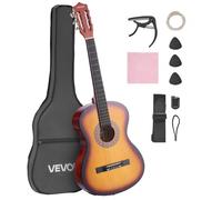 VEVOR Guitare Classique Débutants, 96 cm, Kit avec Cordes en Nylon, Housse de Transport, Sangle, Accordeur, Cordes Supplémentaires, Médiators, Capodastre, en Tilleul, pour Jeunes Enfants et Musiciens