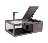 VEVOR Habitat pour tortue en bois pour intérieur et extérieur, enclos pour tortues avec support d'éclairage suspendu, enclos pour reptiles 2 pièces pour petits animaux pour gecko, lézard, serpent 96,5