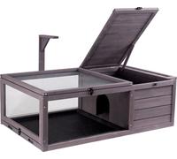 VEVOR Habitat pour tortues, maison pour tortues en bois pour l'intérieur et l'extérieur, enclos pour tortues avec support lumineux suspendu, enclos pour reptiles à 2 pièces, cage pour petits animaux p