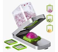 VEVOR Hachoir à Légumes avec 3 Lames en Acier Inoxydable, Coupe Légumes avec Récipient, Coupe-oignons Lavage Facile, Coupe Pommes de Terre Hachage Rapide, Gadgets de Cuisine Compatible Lave-vaisselle