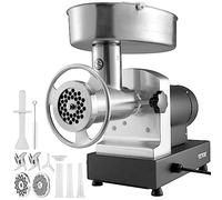 VEVOR Hachoir à Viande 1100 W Hachoir Électrique Multifonctionnel 450 kg/h 2 Lames 2 Plaques de Broyage Poussoir à Saucisses en Acier et Inox Alimentaire pour Hacher Rapidement Viande Oignon Ail Herbe